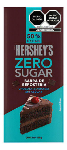 Barra De Reposteria Hershey's Chocolate Amargo Sin Azúcar 100g