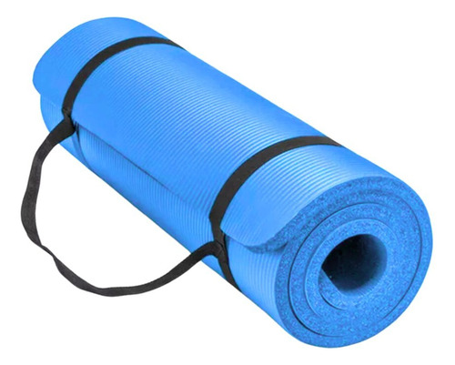 Colchoneta Mat Nbr Yoga Fitness Gimnasia Pilates Correa 10mm Color Azul Claro