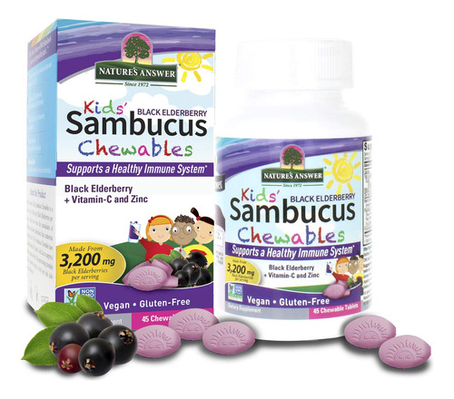 Nature's Answer Sambucus - Masticables De Saco Negro Con Vit