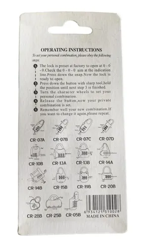 Candado Clave Numerica Tres Digitos Combinacion 3 Unidades