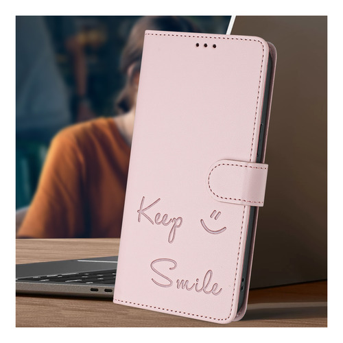 Funda De Piel Con Forma De Cara Sonriente Para Motorola Edge 50 Fusion Con Ranuras Para Tarjetas, Cierre Magnético, Cartera, Bloqueo Rfid, Soporte