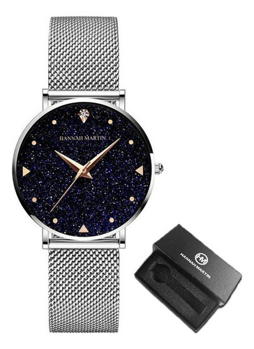 Relojes De Cuarzo Con Diamantes De Moda De Hannah Martin Color Del Fondo Negro/plata