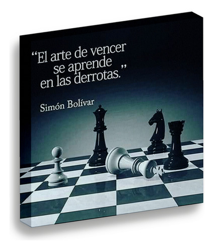 Cuadro Lienzo Canvas Frase Simon Bolívar Ajedrez 60*80cm