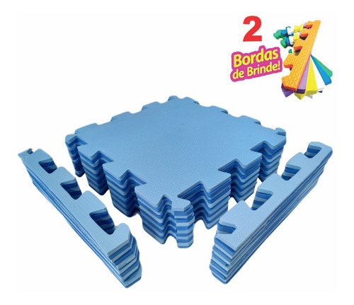 Kit 10 Tatame Tapete Eva Azul/azul Claro Infantil 50x50 10mm