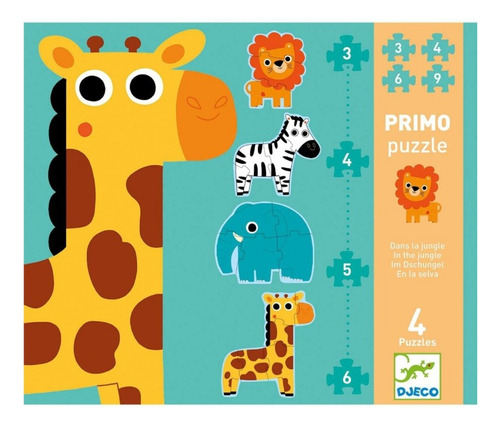 Animales De La Selva 4 Puzzles Progresivos Djeco