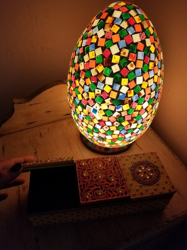 Lámpara Mod. Huevo 30 Cm Importada India Mosaicos De Vidrios