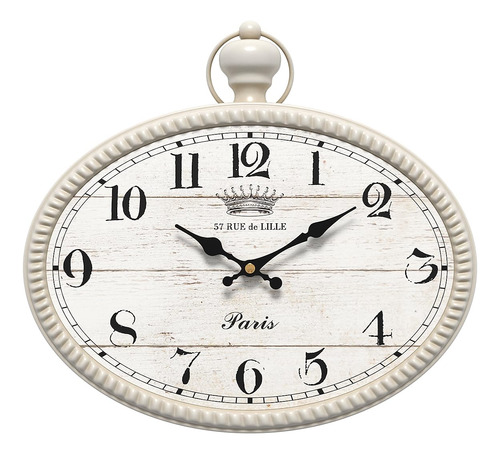 Reloj De Pared Ovalado Retro, Estilo Antiguo Vintage, Blanco