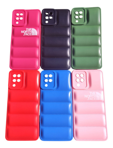 Funda Puffer Efecto Acolchado Para Samsung A12 M12 Rojo