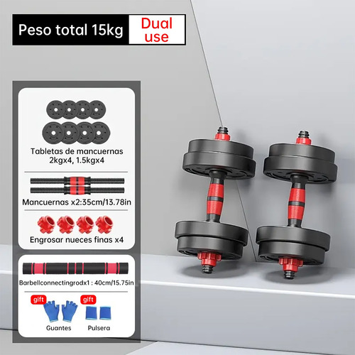 Mancuernas Kit Pesas Para Hacer Ejercicio 15/20kg Y Barras Negro-20kg