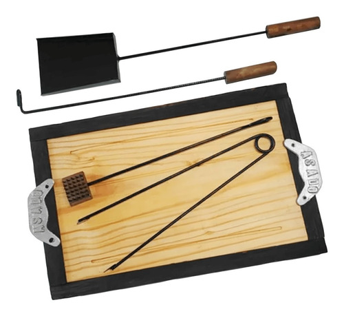 Tabla Asado Madera Borde De Quebracho 60x36 Accesorios Asado