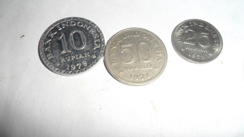 3 Monedas Indonesia 10, 25 Y 50 Rupiah