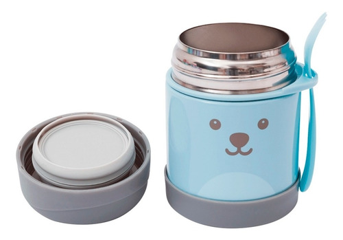 Pote Térmico Inox C/ Colher Gumy 360ml - Azul - Buba
