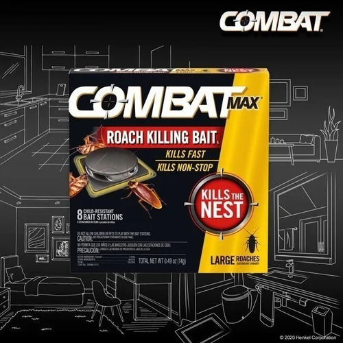 Mata Cucarachas Combat Max 8 Trampas De Cebo Americanas