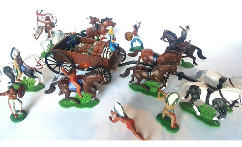 Indios Atacando Diligencia Del Sheriff Soldaditos Plasticos