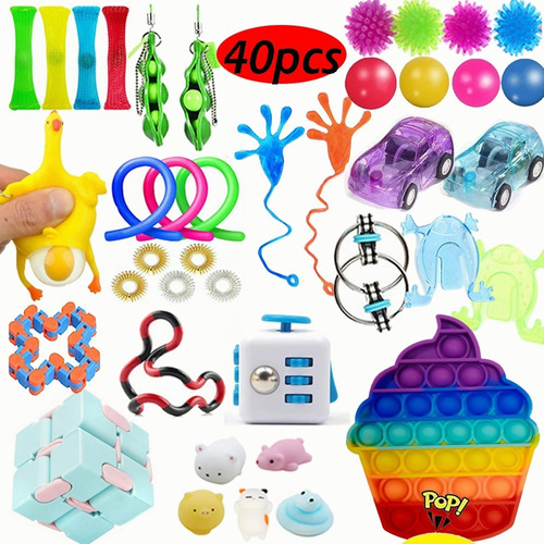 Kit De Juegos Pop It Fidget Gobang Rainbow Pioneer 40 Piezas