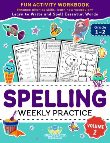 Book : Spelling Weekly Practice For 1st 2nd Grade Volume 2.