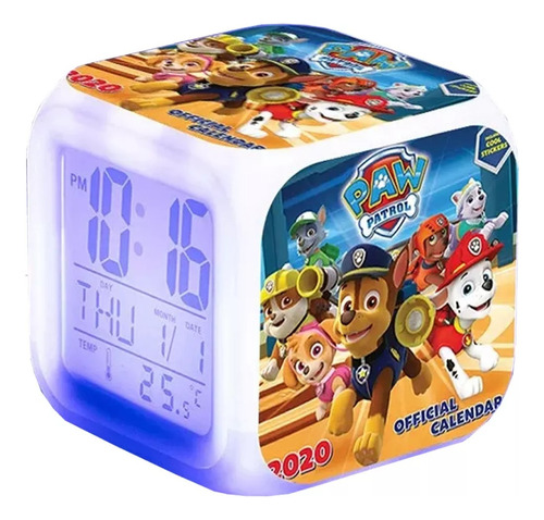 Reloj Despertador Led Cambia De Color Paw Patrol Oficial