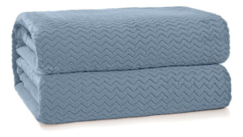 Cobertor Casal Plush Tweed Cor Azul Ceu