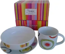 Comprar Juego Plato, Taza, Pote. 3 Pizas Ideal Para Desayuno. Regalo