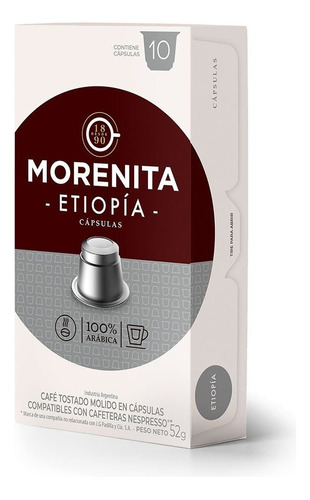 Cápsulas La Morenita Nespresso 10 Unidades Etiopia Sin Tacc