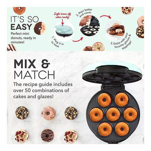 Mini Maquina Hacer Donas Donuts Antiadherente 7 Rosquillas
