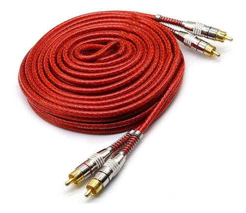 Cabo Rca 1 Metro Blindado 1m Vermelho Plug Metal 5mm