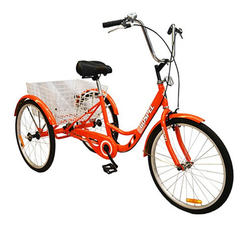 Triciclo Rodada 24 Naranja Canasta Trasera Pl7001 Gospel