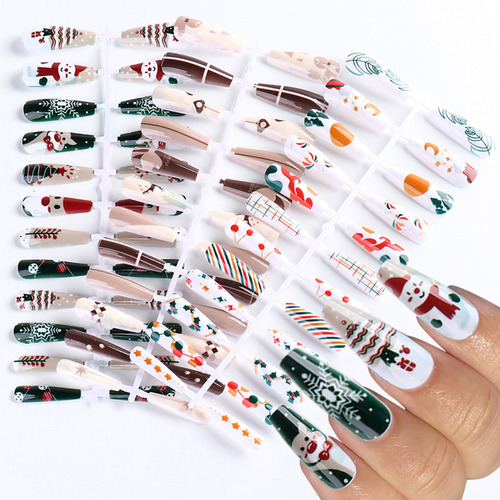 Uñas Postizas, Uñas Press On, 24 Unidades, Christmas Nails