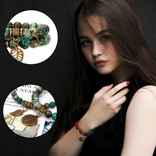 Bivei Pulseras De Cuentas De Piedras Preciosas Semipreciosas