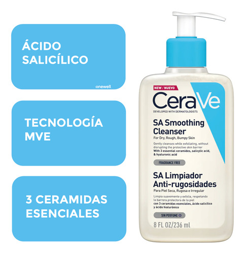 Cerave Sa Limpiador Anti-rugosidades Ácido Salicílico 236ml Todo Tipo De Piel Día/noche