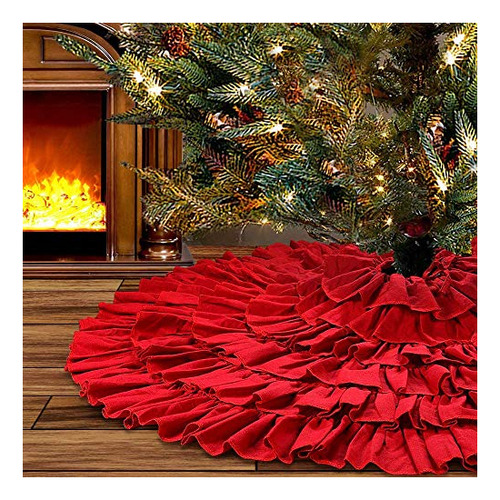 Tiosggd Christmas Tree Skirt Ruffle Tree Ornaments 48 C7gqo