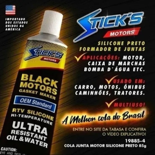 Imagem 5 de 6 de Cola Silicone Black Alta Temperatura Sticks Motors 85 Gramas
