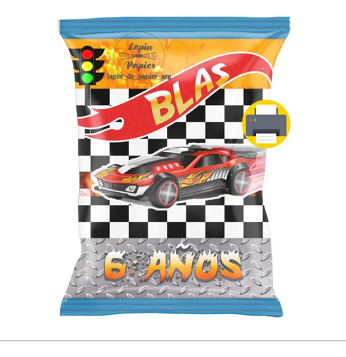 Kit Imprimible Chip Bag Bolsita Golosinera Hot Wheels