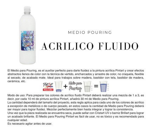 Imagen 2 de 2 de Medio Para Acrílico Fluido Pouring, Técnica De Vertido 500ml