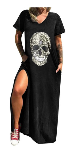 B2 Vestido De Verano Para Mujer Con Estampado De Calaveras D