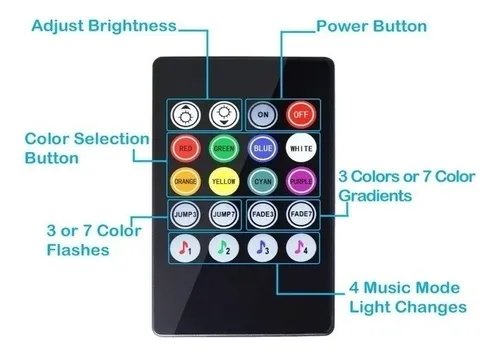 4pcs Rgb Led Control Inalámbrico Coche Luz De Neón Tira Tubo