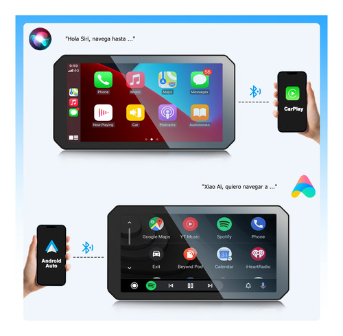 Estéreo Para Moto Carplay Android Auto 6 Pulgadas Con Cámara