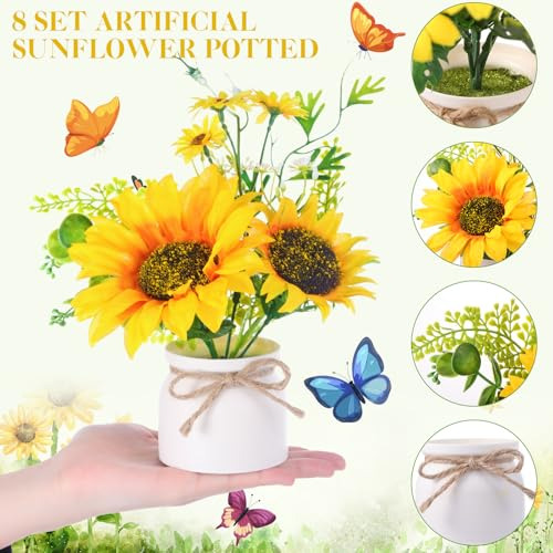 Zeyune 8 Pcs Plantas De Girasol Artificiales En Maceta Giras