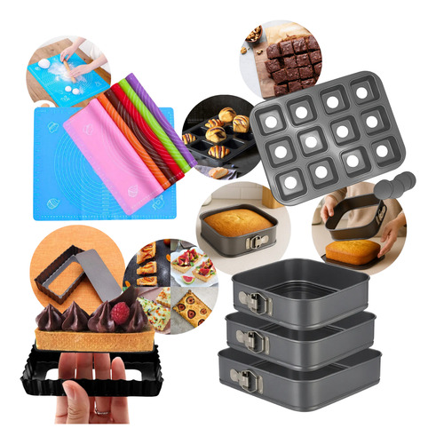 Kit Pasteleria Moldes Desmontables Torta Tarta Brownies