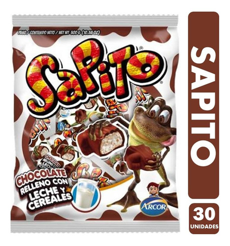 Bolsa Sapito Chocolate Relleno Con Leche 30 Unidades