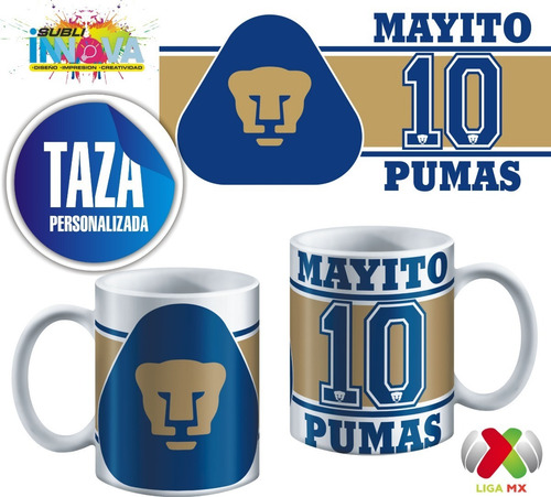 Taza Personalizada Club Pumas De La Unam Liga Mx Regalo