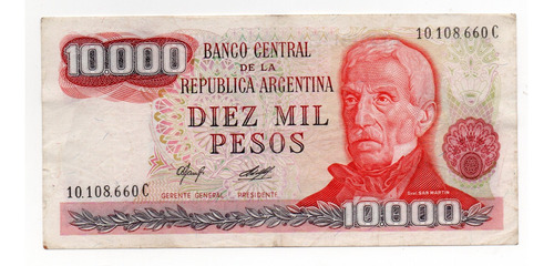Billete Argentina 10000 Pesos Ley Bottero 2484a