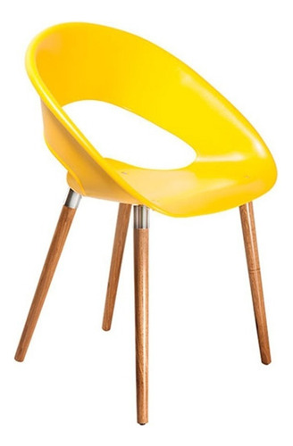 Silla One Patas De Madera De Diseño Wood Baires 4 Asiento Asiento Plástico Gris Diseño De La Tela No Tiene Tela