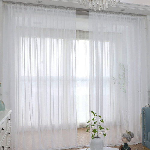 Cortinas Traslcidas Para La Ventana De Color Marfil, 2 Panel