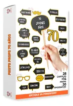Comprar Kit Imprimible Photo Props 70 Años Carteles Editables Selfie