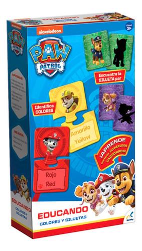 Juego 2 En 1 Educando Paw Patrol Colores Y Siluetas Novelty