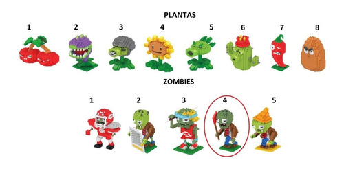 Plantas Vs Zombies Figura Bloques De Construcción Armables 