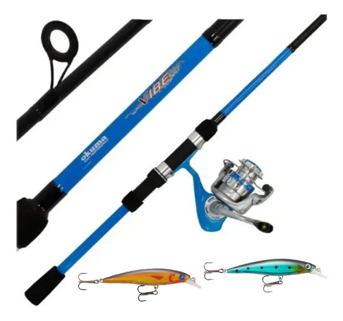 Combo De Pesca Caña 2.10 Carrete 3000 Nylon Mas 2 Señuelos