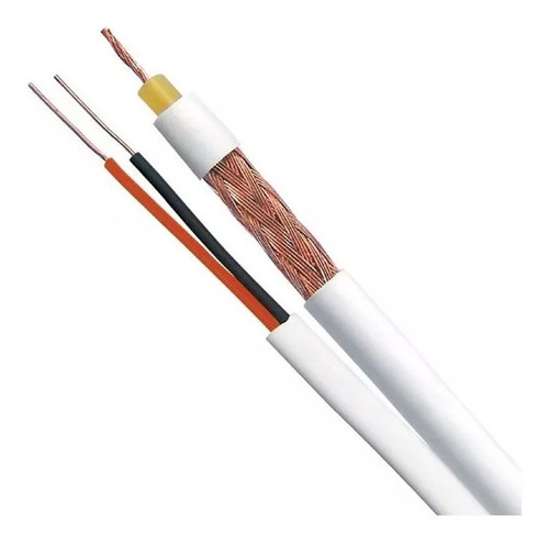 Cabo Coaxial Cftv Flexível 4mm Bipolar 2 Vias 80% Malha 100m