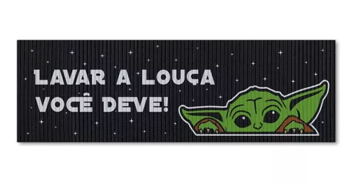 Tapete de Cozinha 1,25x0,40cm Yoda Star Wars LAVAR A LOUÇA